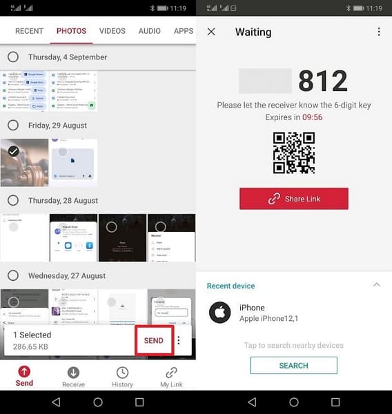 choose send and get code