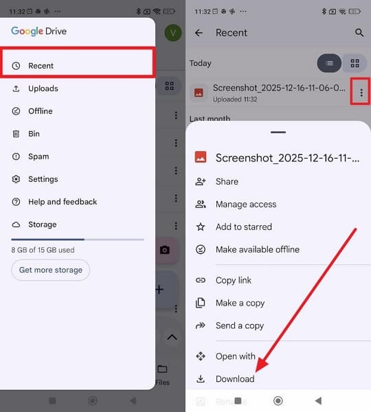 choose the download option