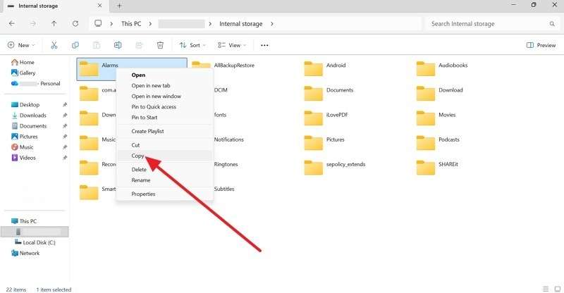press the copy option
