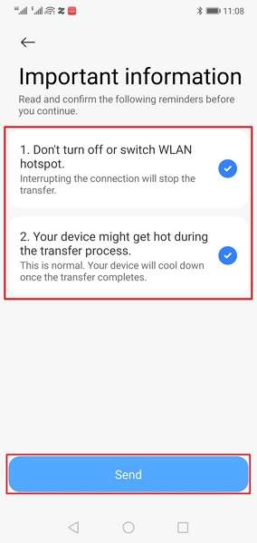 press the send button