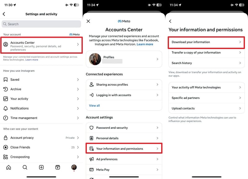 download your information instagram
