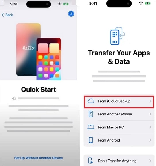 add passcode and choose icloud backup