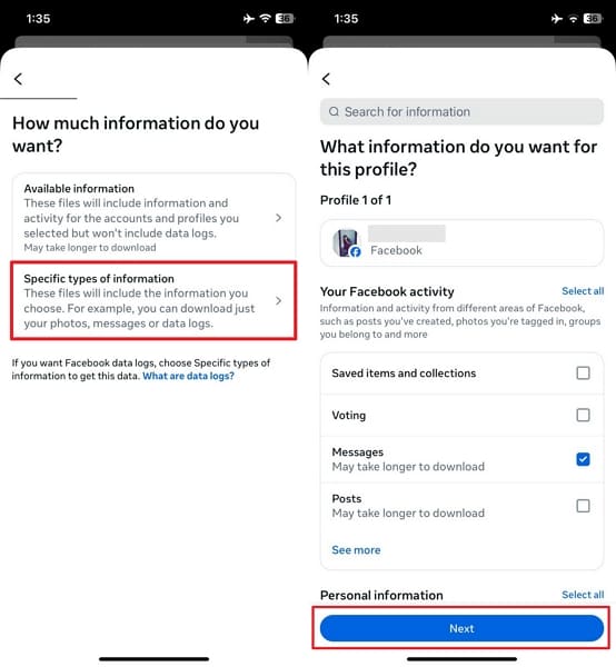 choose messages and tap next