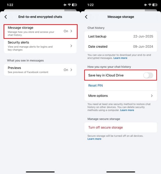 activate save key in icloud drive