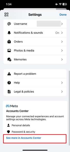 see more in account center
