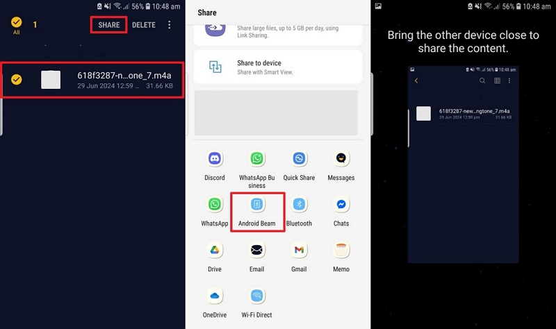 share music through android beam