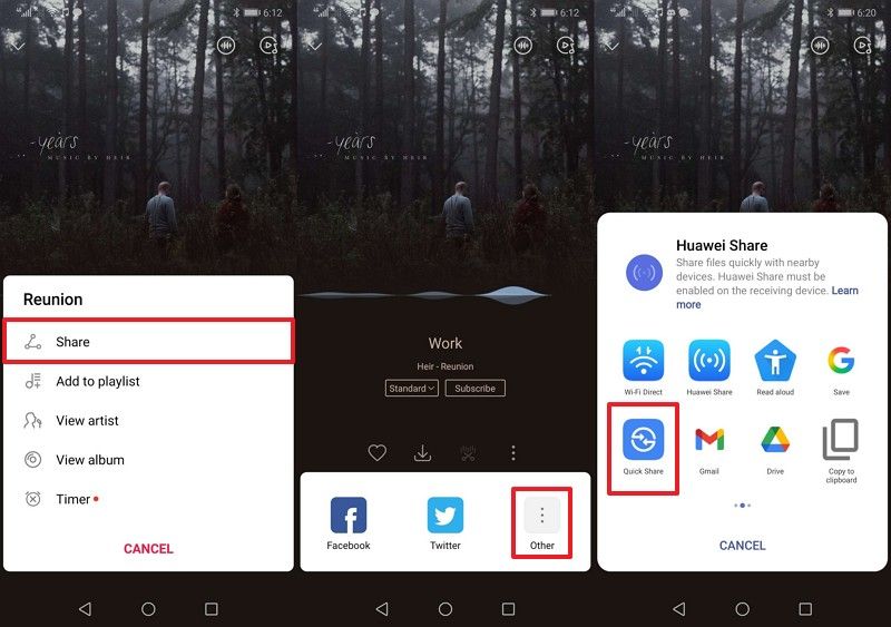 share android music through quick share