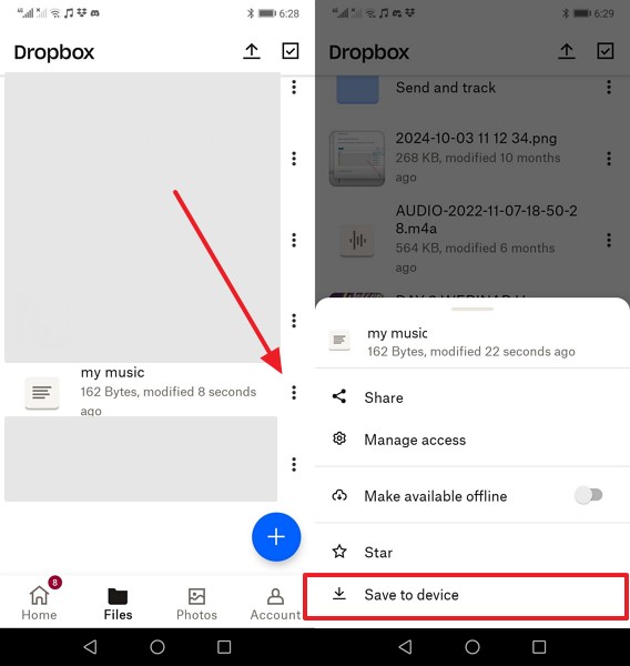 save music from dropbox