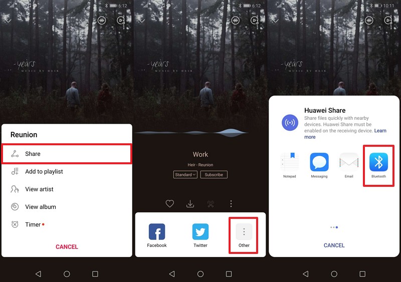 send android music through bluettoth