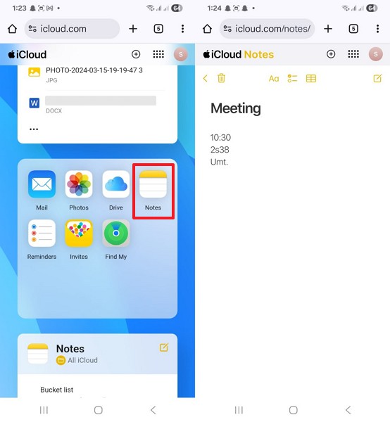 access icloud on android browser