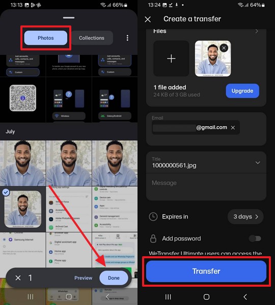add iphone email and transfer