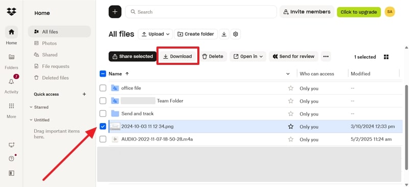 export dropbox photos on pc