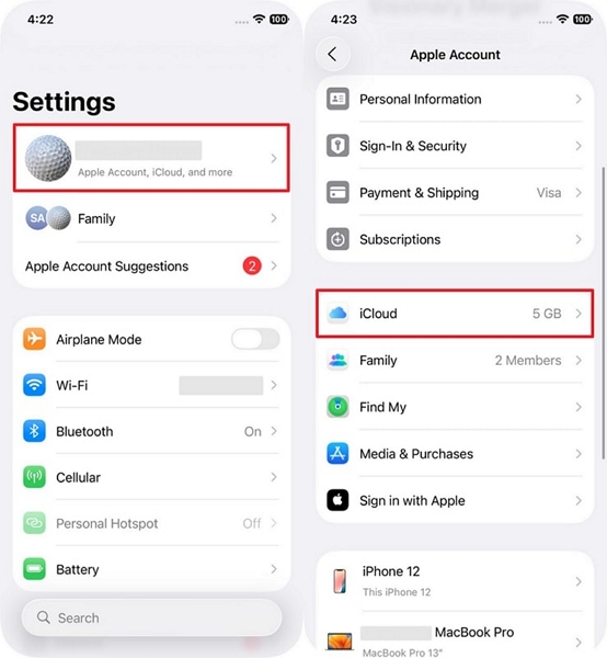 access icloud storage on iphone