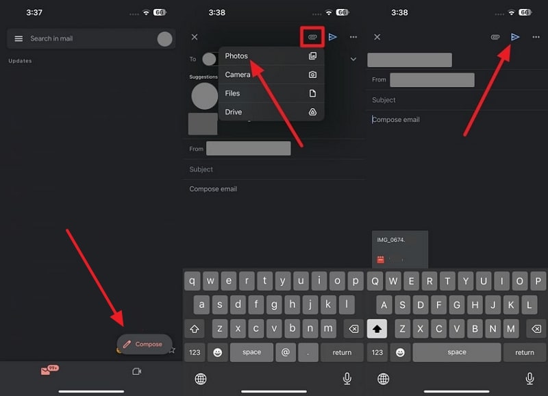 send iphone photos through gmail