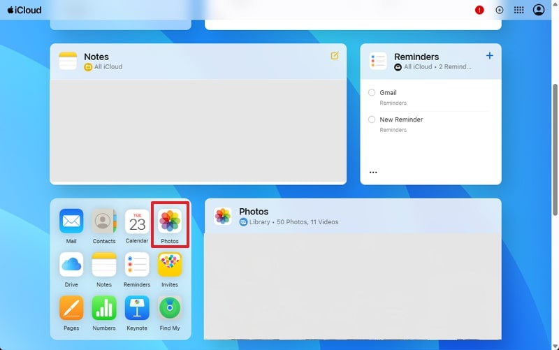 open photos app on icloud