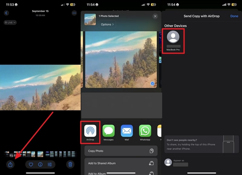 send iphone photo through airdrop