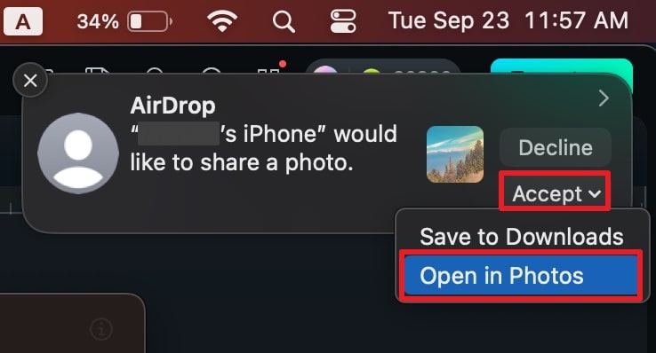 accept iphone photo on mac