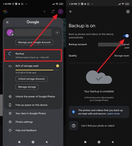 backup android photos on google photos