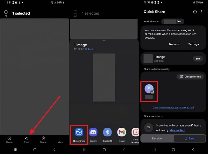 share android photo via quick share