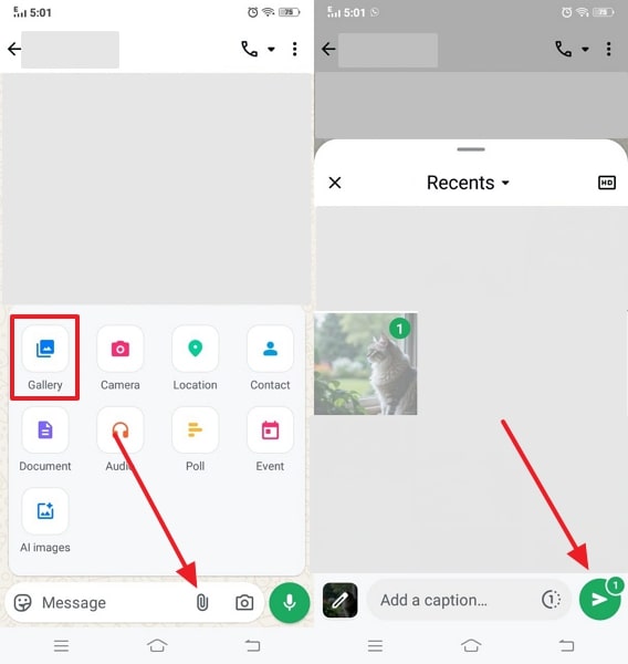 attach photo through whatsapp