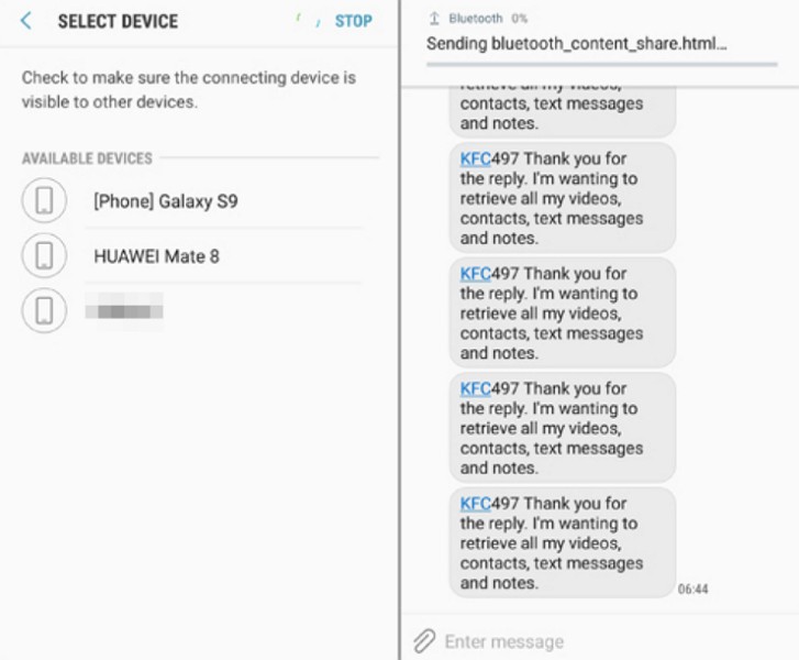 start transferring the text messages