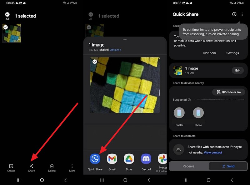 choose quick share option