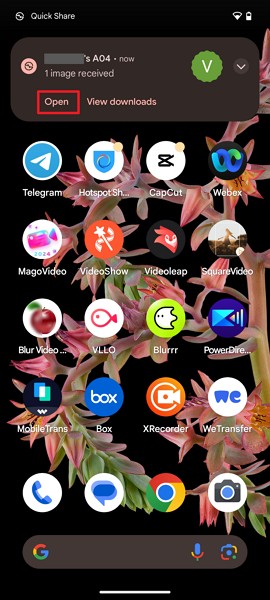 open the received data