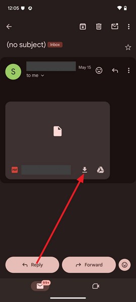 download the email attachment