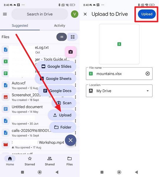 upload file to drive