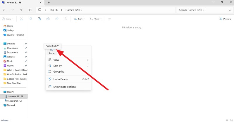 paste data on new phone