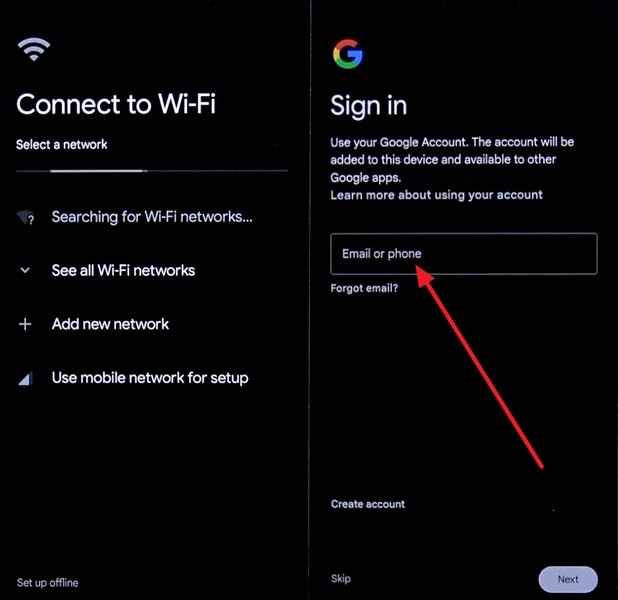login into google account