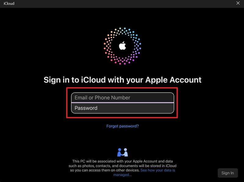 sign in icloud app