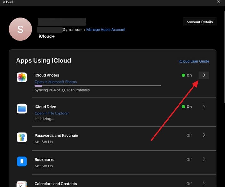 access icloud photos settings