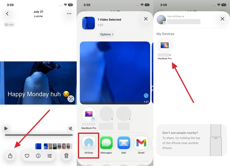 airdrop video from iphone