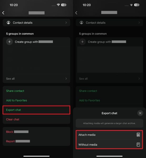 export chat attach media whatsapp