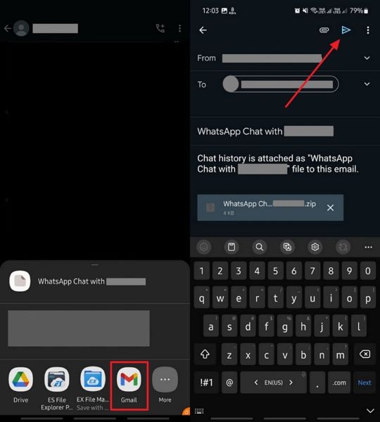send whatsapp chat android email