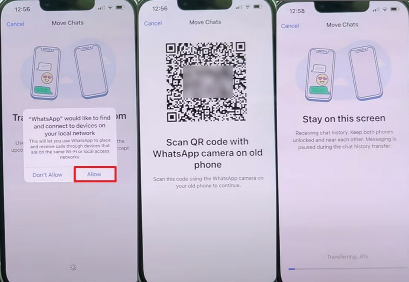 allow and scan qr data transfer