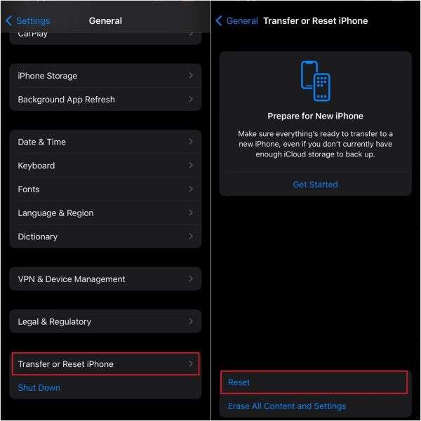 network settings on iphone