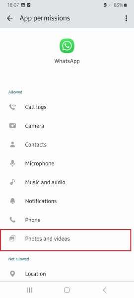 how to enable whatsapp media permission