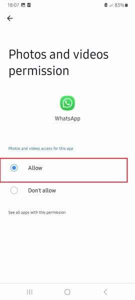 how to allow media permission android