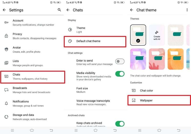 access chat wallpaper on whatsapp