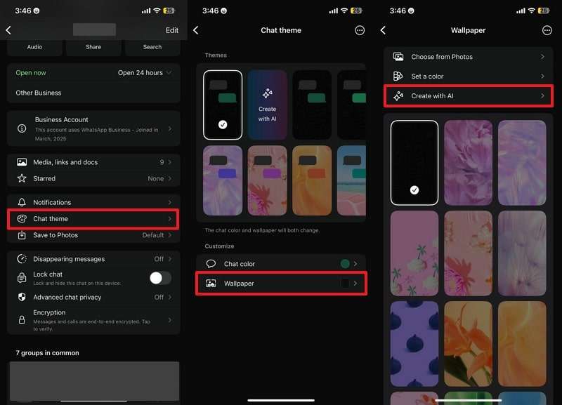 change whatsapp wallpaper for specific chat