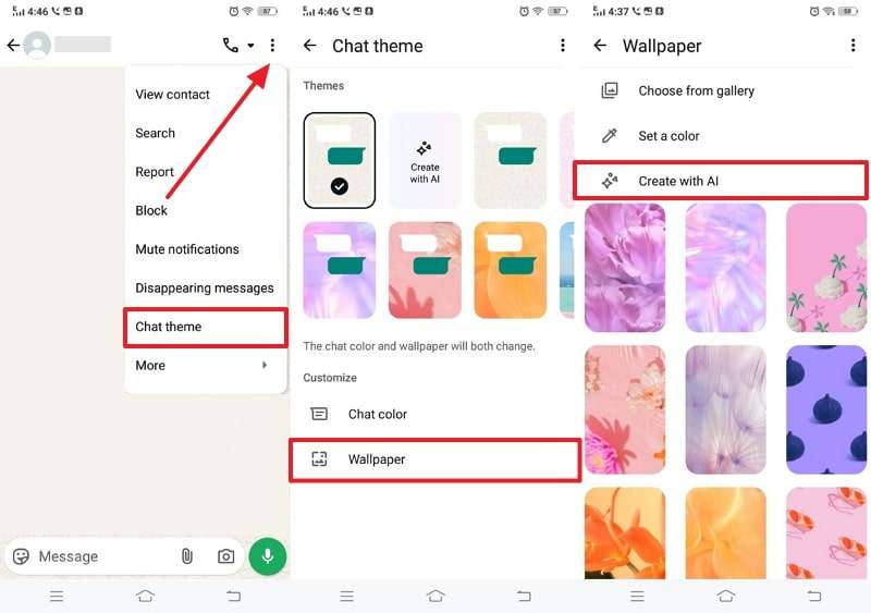 choose whatsapp chat theme on android