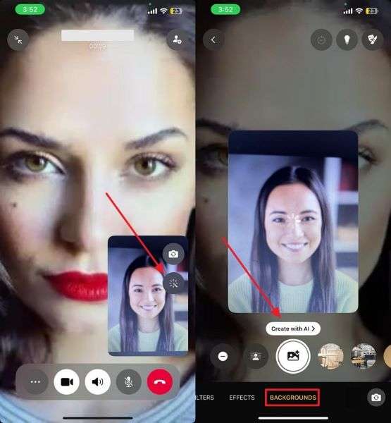 choose create background on whatsapp call
