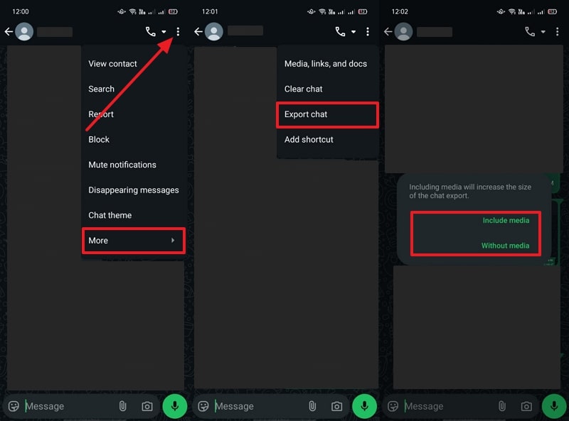 export whatsapp business chat