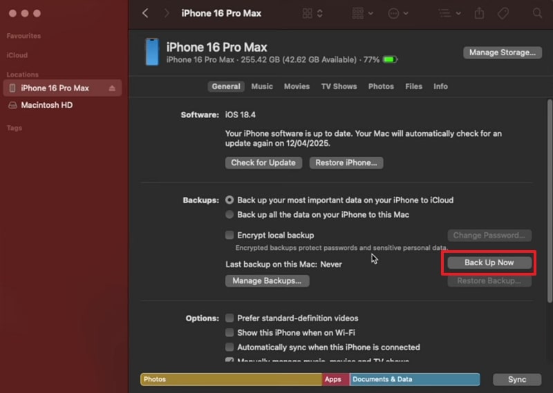 backup whatsapp business to finder