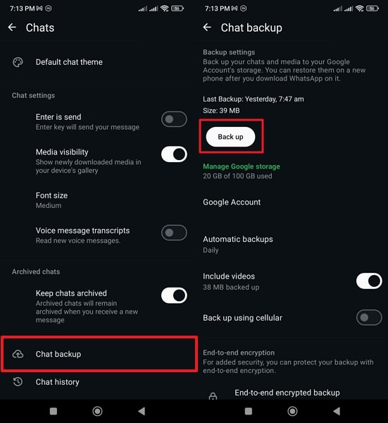 backup whatsapp business to local storage