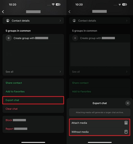 export whatsapp business chat