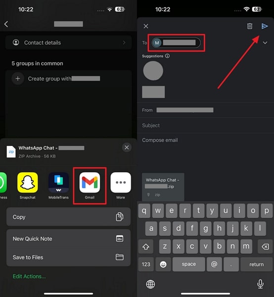 transfer whatsapp business chats through gmail