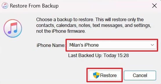 restore whatsapp business from itunes